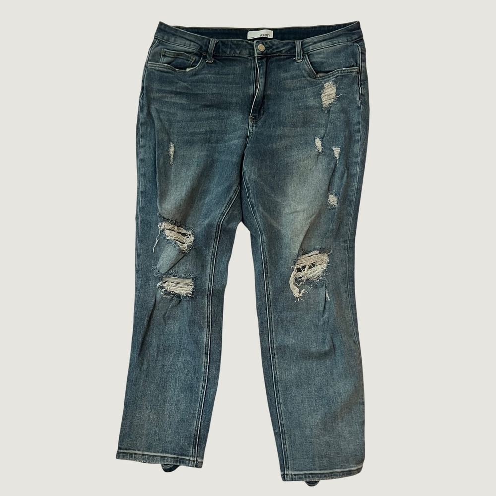 Vervet Jeans Blue Distressed High Rise Straight Leg Size 32